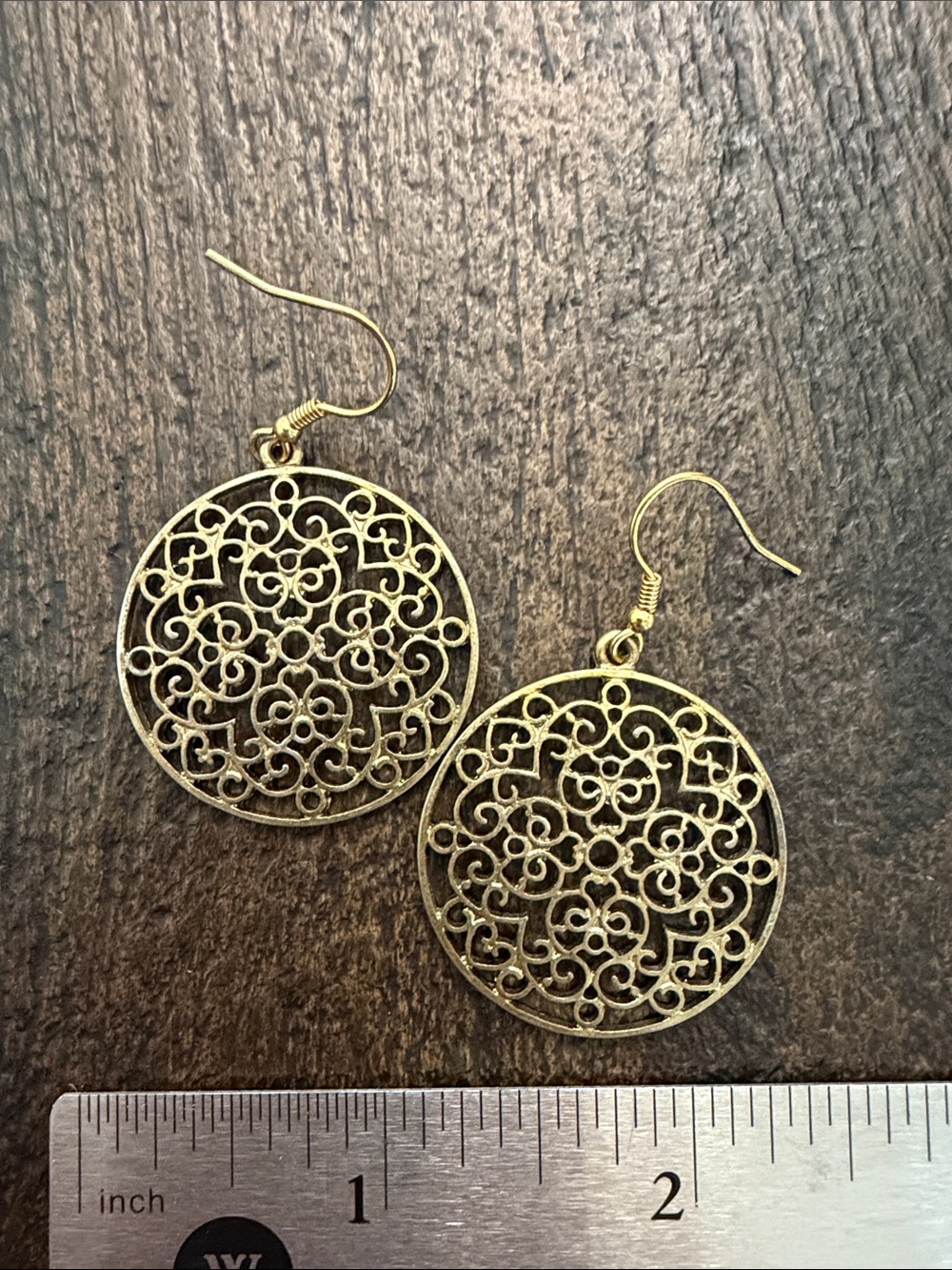American Eagle Outfitters Gold Filigree Round Drop Earrings